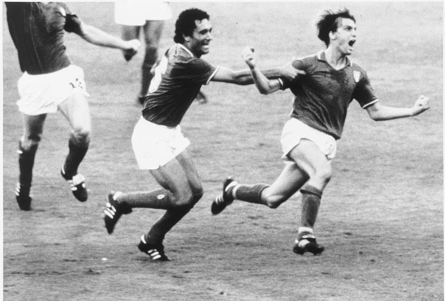 L’urlo dopo il gol alla Germania, nella finale dei mondiali in Spagna 1982